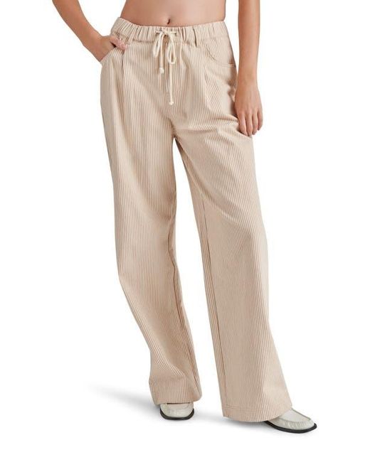 Steve Madden Natural Minorca Stripe Drawstring Cotton Pants