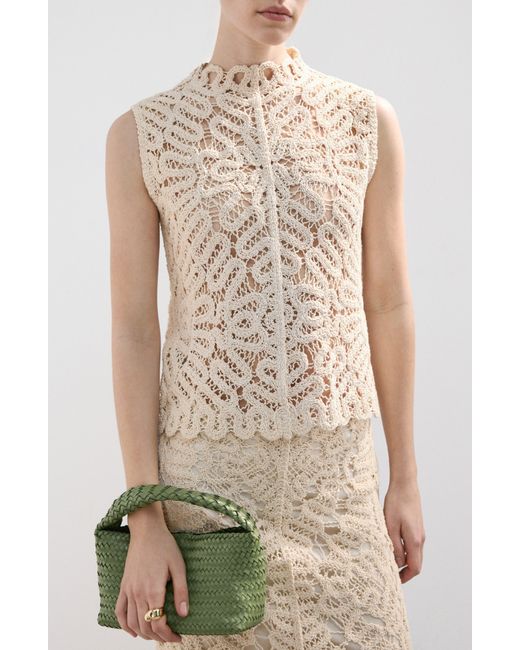 Mango Natural Setenta Openwork Knit Mock Neck Top