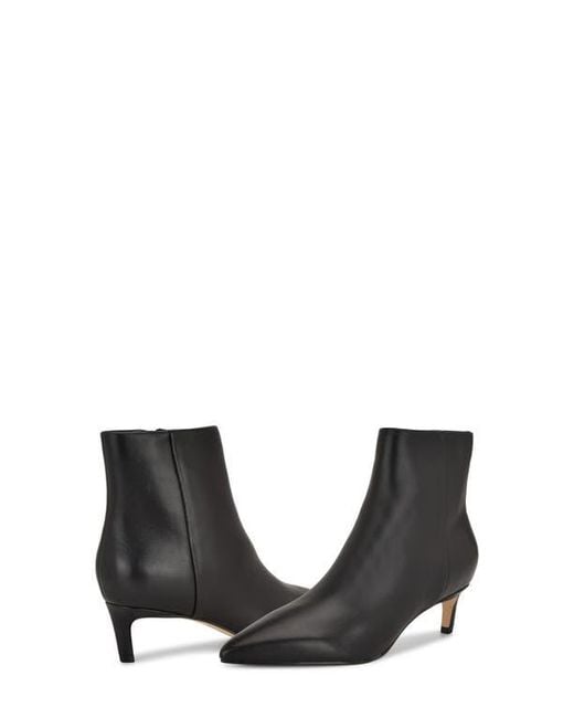 Nine West Black Brite Pointed Toe Kitten Heel Bootie