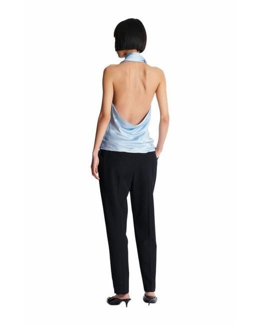 Balmain Black Backless Crepe Satin Top With Fringe