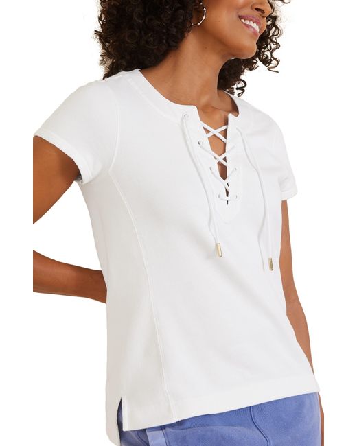 Tommy Bahama White Sunray Cotton Lace-up Top