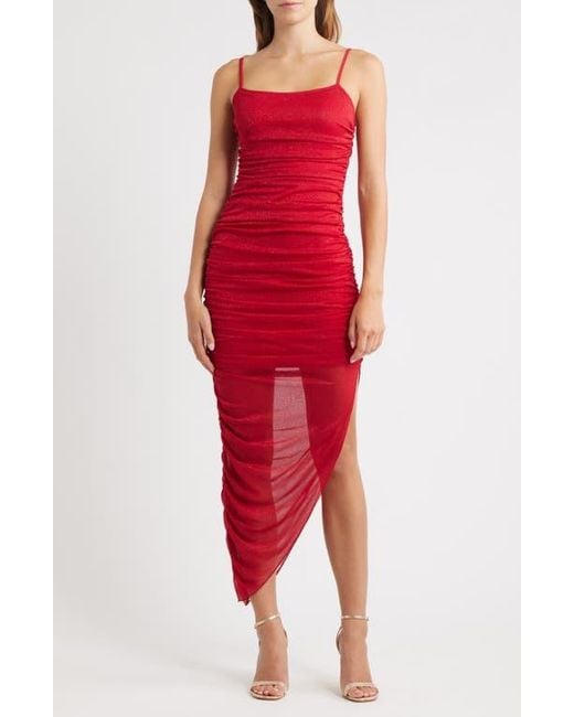 Jump Apparel Women's Red Glitter Matte Ruched Jersey Dress - coffeafoods.com