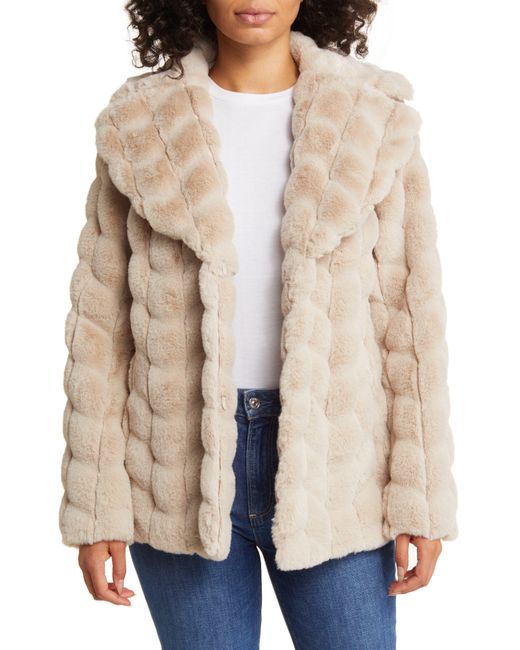 Via Spiga Grooved Herringbone Faux Fur Jacket in Natural Lyst
