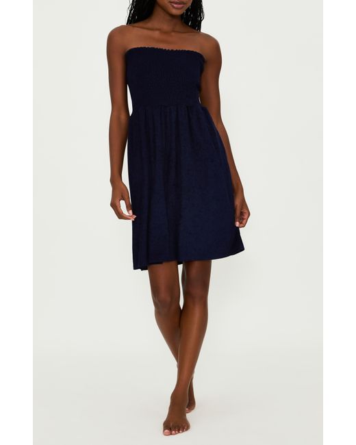 Beach Riot Blue Lilee Strapless Smocked Cover-up Dress