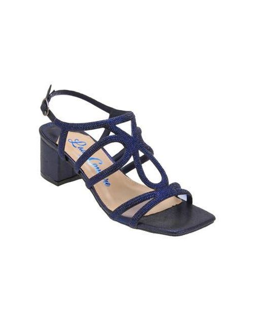 Lady Couture Blue Rhinestone Block Heel Dressy Sandal