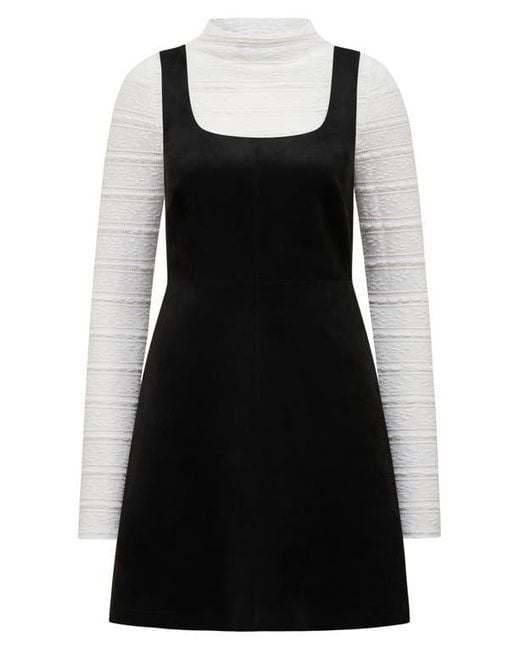 EVER NEW Black Gracie Funnel Neck Top & Faux Suede Minidress Set