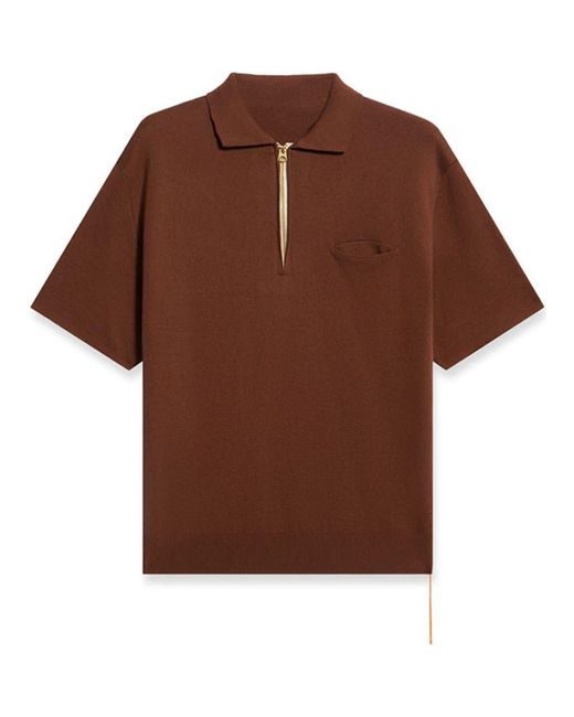 Fortela Brown Laight 3/4 Zip Short Sleeve Polo for men