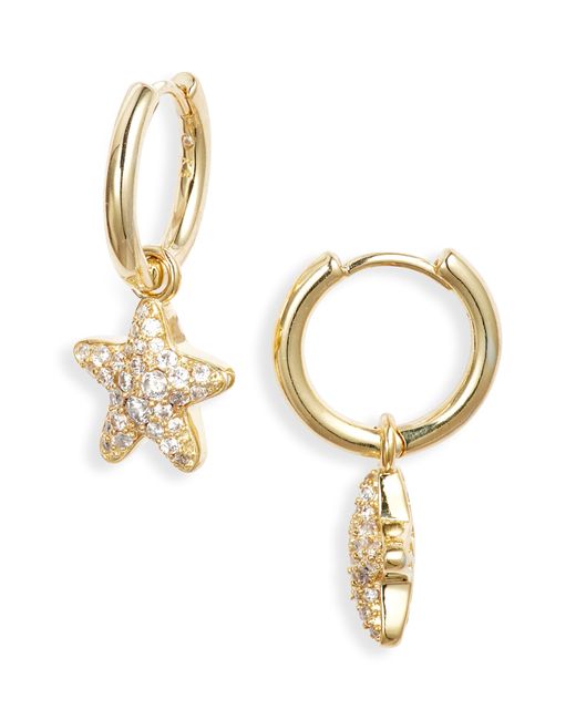 Kendra Scott Metallic Jae Pavé Cubic Zirconia Starfish huggie Hoop Earrings