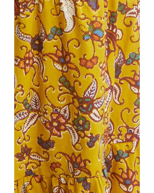 Cleobella Yellow Dinah Floral Long Sleeve Organic Cotton Voile Dress