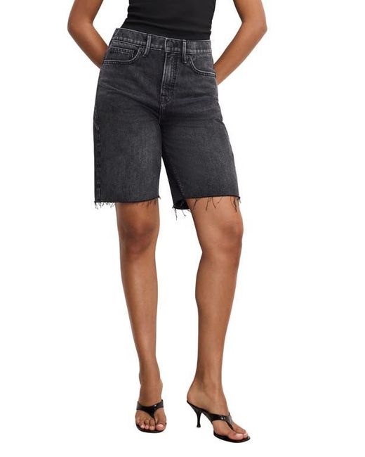 GOOD AMERICAN Blue Good Standard Raw Hem Bermuda Shorts