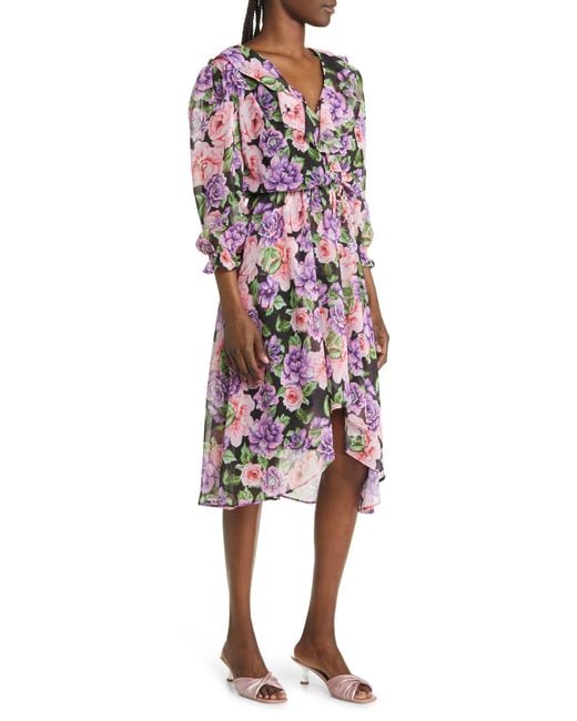 Fraiche By J Multicolor Floral Ruffle Faux Wrap Dress At Nordstrom