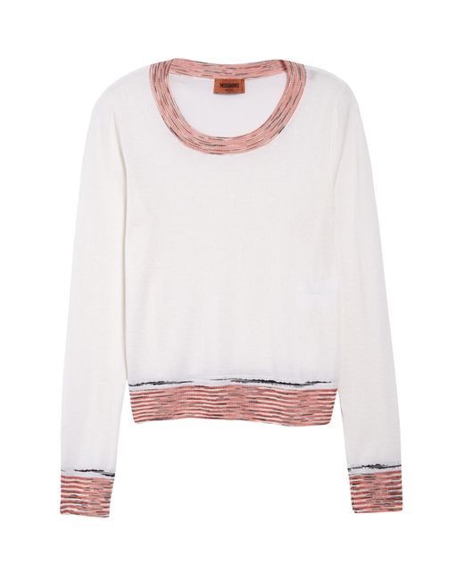 Missoni White Contrast Detail Jersey Sweater