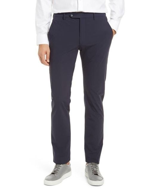 Zanella Blue Active Stretch Flat Front Pants for men