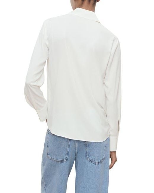 Mango White Print Button-Up Shirt