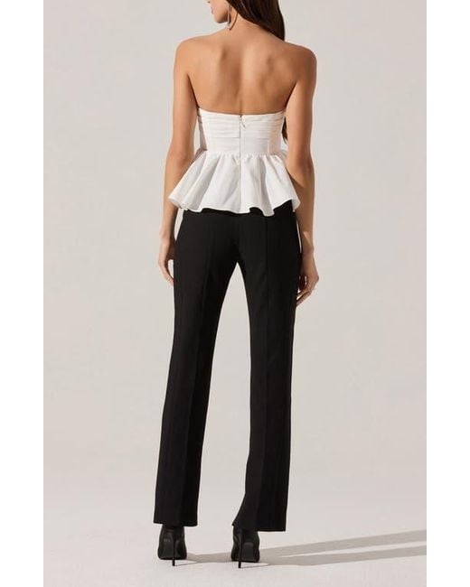 Astr White Melia Strapless Peplum Top
