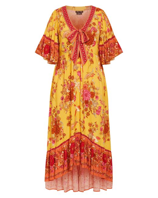 City Chic Orange Venice Floral Print Maxi Dress