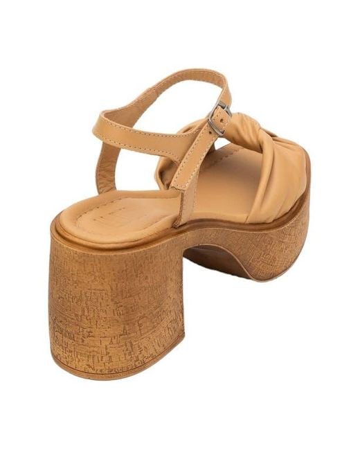 Forever & Always Shoes Brown Tily Platform Wedge Leather Sandal
