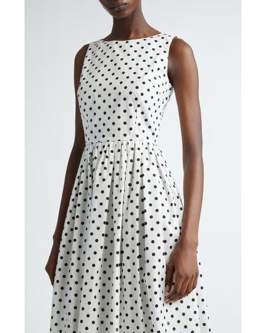 Dolce & Gabbana White Polka Dot Sleeveless Cotton Midi Dress