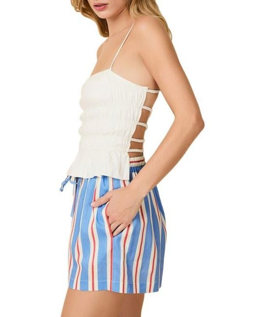 Solid & Striped Blue The Delta Strappy Linen Blend Camisole