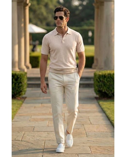 Scott Barber White Solid Bouclé Polo for men