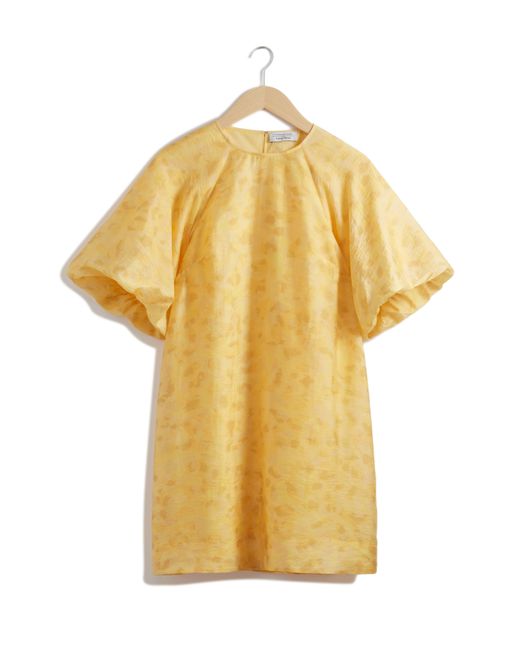 & Other Stories Yellow & Puff Sleeve Minidress