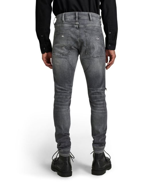 G-Star RAW Black 5620 3d Zip Knee Distressed Skinny Jeans for men