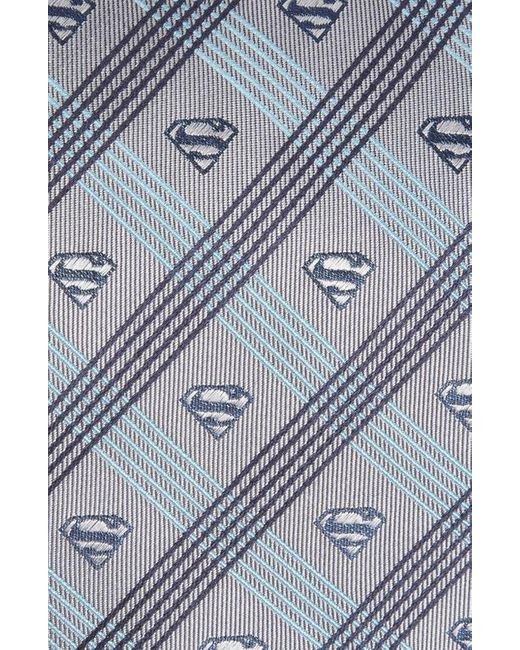 Cufflinks Inc. Gray 'Superman' Plaid Silk Tie for men
