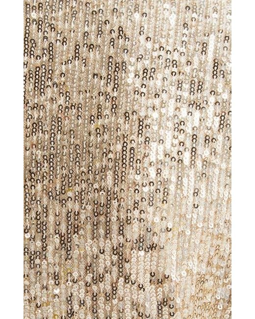 St. John Natural Long Sleeve Sequin Stretch Knit Gown