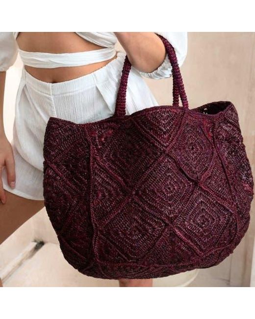 Zanatany Concepts Red Nico Raffia Tote Bag