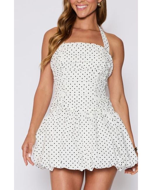Vici Collection White Rory Polka Dot Bubble Hem Halter Minidress
