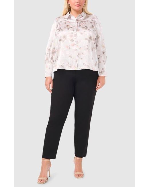 Halogen® White Satin Button-Up Shirt