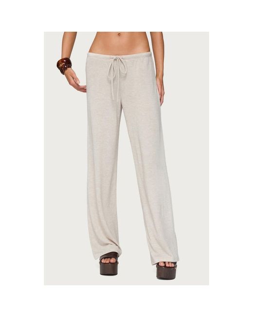 Edikted Natural Camdyn Low Rise Drawstring Lounge Pants
