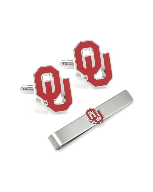 Cufflinks Inc. Red Ncaa Oklahoma Sooners Cuff Links & Tie Bar for men