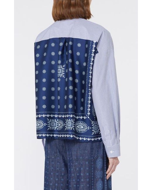 Weekend by Maxmara Blue Doria Stripe Colorblock Button-Up Shirt