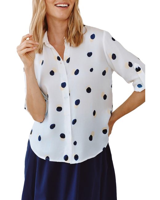 Bella Dahl Gray Dot Split Back Button-Up Shirt