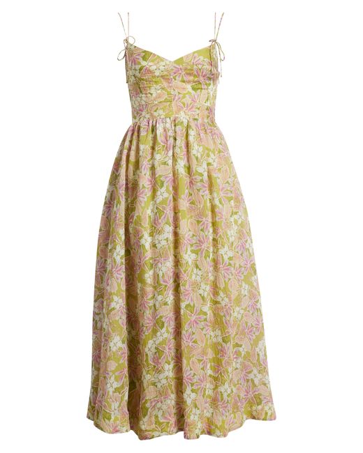 En Saison Yellow Serena Floral Midi Dress