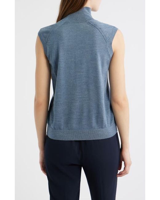 Boss Blue Fipini Turtleneck Sleeveless Virgin Wool Sweater