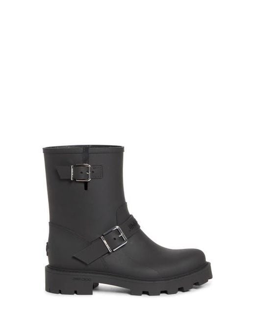 Jimmy Choo Black Biker Waterproof Rain Boot