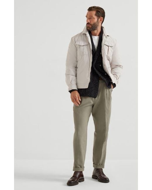 Brunello Cucinelli White Bomber Jacket With Padding for men