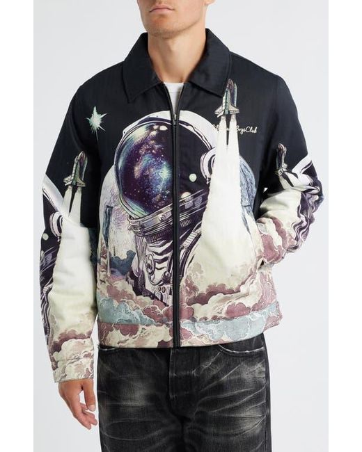 BBCICECREAM Gray Space Shuttle Graphic Flight Jacket for men