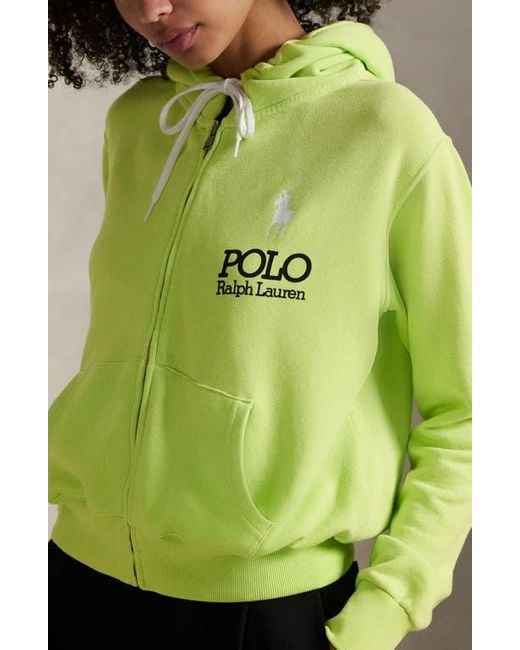 Polo Ralph Lauren Green Big Pony Lightweight Fleece Zip Hoodie