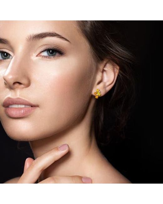 Julianna B Metallic Diamond Cluster Drop Earrings 14K