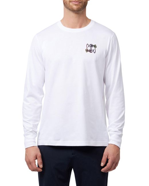 Psycho Bunny White Colton Long Sleeve Cotton Graphic T-shirt for men