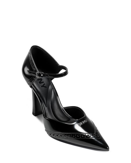 DKNY Black Carmyn Ankle Strap Pointed Toe Pump