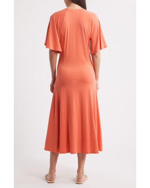open lace back dress Orange 100% cotton midi dress main image 0