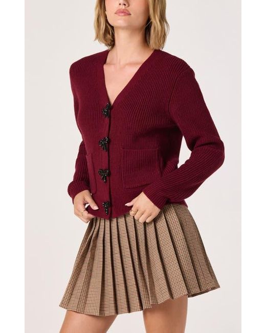 Astr Red Faux Wrap Pleated Skirt