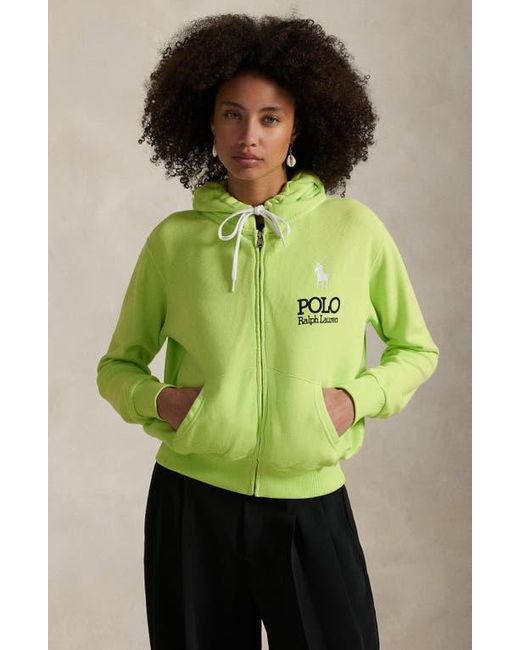 Polo Ralph Lauren Green Big Pony Lightweight Fleece Zip Hoodie
