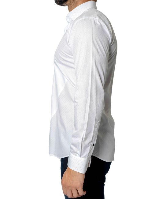 Maceoo White Fibonacci Regular Fit Dot Print Cotton Button-up Shirt for men