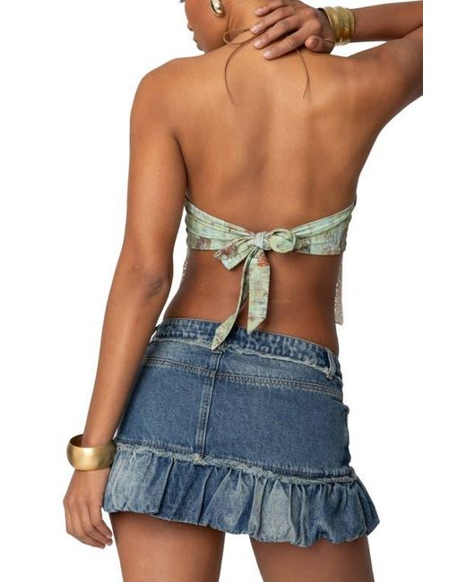 Edikted Blue Kloe Backless Halter Top