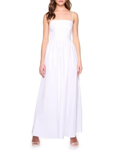 Susana Monaco White Open Back Lace-Up Poplin Maxi Sundress
